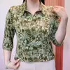 Camisa Elegante con Estampado de Moda para Mamá, Manga Media, Nuevo Estilo de Verano, Blusa Moderna y Rejuvenecedora para Mujeres de Mediana Edad y Mayores