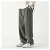 Pantalones casuales rectos de trabajo estilo primavera nuevo color sólido simples de pierna ancha para hombre holgados modernos combinables pantalones largos