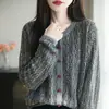 Cárdigan de punto redondo de estilo francés con puntos de colores para mujer, modelo nuevo 2026, corte holgado, adelgazante, de manga larga, abrigo suéter cálido