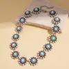 Estilo Étnico Europeo y Americano Retro Cadena para Clavícula de Girasol Incrustada con Diamantes Imitación Moda Elegante Lujo Ligero Collar de Gama Alta para Mujeres