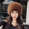 Estilo Hada Sombrero de Ala Corta Otoño/Invierno Lana Gruesa Acolchada Sombrero de Zorro Sintético Protección para Orejas Sombrero Cálido Sombrero de Cubo Invierno