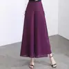 Pantalones Culotte de Gasa con Abertura Lateral Moda Verano 2023 Cintura Elástica Trasera Sueltos Casual Elegantes Pierna Ancha Largos