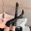 Botas compridas de outono e inverno, botas acima do joelho, botas de salto alto stiletto bico fino, botas de ajuste justo, botas da moda estilo coreano Maillard, estilosas