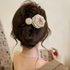 Pinza para el cabello redonda con cuentas de color rosa seco Maillard de primavera para mujer, pinza de torsión de alta gama para la parte posterior de la cabeza, accesorios para el cabello para mujer