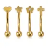 Moda y Sencillez Corazón Estrella Flor Cruz Ceja Uña Pendientes Acero Inoxidable Joyería para Piercing Corporal