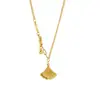 Nueva Cadena para Clavícula de Oro Arena Vietnamita Simple Escama de Dragón Hoja de Ginkgo Borla Collar Joyería de Lujo Ligero para Mujer Fabricante Mayorista