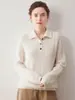 Suéter de cashmere puro com abertura frontal parcial, outono feminino, gola alta, caimento solto, malha de manga longa