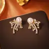 Pendientes de Perla con Fuegos Artificiales de Circonita Brillante, de Alta Gama, Modernos y Exquisitos, Pendientes de Estilo Celebridad de Internet de Dos Formas de Llevar