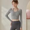 Roupas de Yoga Personalizadas para Outono e Inverno Novo Design Apertado Falso Duas Peças Gola Halter Roupas Fitness Uma T-shirt Esportiva Longa com Bojo