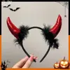 Festa de Halloween Faixa Preta para Cabelo Foto de Festa Grampo Vermelho Cibernético Faixa Engraçada de Cabeça de Diabo Acessório de Cabeça Feminino Grampo Acessórios de Cabelo