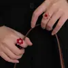 Anillo Coreano Ins-Style Dulce y Femenino de Colores Caramelo, Anillo de Flor de Cristal Fresco Lindo Retro J16
