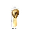 Cuchara medidora con forma de corazón de acero inoxidable para granos de café, chapada en oro, con logo y escala, 15 ml/30 ml, cuchara para leche en polvo