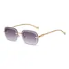 Gafas de Sol de Lujo Sin Marco con Marco de Metal con Cabeza de Leopardo Europea y Americana para Mujer, Gafas de Sol con Visera a la Moda para Hombre