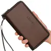 Carteira Transfronteiriça Longa de Couro Genuíno, Multifuncional, Porta-Moedas de Grande Capacidade, Bolsa para Celular, Suporte para Fones de Ouvido e Organizador de Documentos