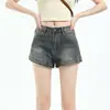 Jeans Vintage Feminino Primavera Pequeno Estilo Americano Sexy Spice Girl Perna Larga Emagrecedor Shorts Cintura Alta Reta Calça Flare