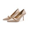 878-5 Sapatos de Salto Alto Sexy com Laço de Uma Tira para Mulheres 2025 Outono Novo Elegante Bico Fino Salto Agulha