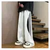 Pantalones deportivos tipo americano de tres rayas para hombre, pantalones casuales holgados de pierna recta y pierna ancha para primavera y otoño, pantalones de moda estilo callejero