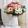 Pintura al Óleo 7 Flores Gerbera Flor Artificial Decoración Floral Decoración de Sala de Estar Flores Ramo de Plástico Flores para Mesa de Comedor