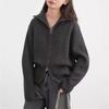 Suéter de Estilo Perezoso Transfronterizo con Doble Cremallera para Mujer, Ropa Exterior Otoño e Invierno 2025, Cárdigan Tejido Casual Holgado de Gama Alta para Exportación