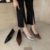 Sapatos de Salto Alto Femininos Cor Nude Couro Macio Salto Agulha Bico Fino Base Macia Francês Gentil Sapatos para Combinar com Saia Salto Baixo Sapatos de Camada Única para Mulheres