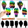 Fábrica de Comércio Exterior Novo Modelo Sorvete DIY Arte de Raspar Pintura Infantil Papel de Arte de Raspar com Formas Especiais e Designs Coloridos