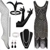 Europeo y Americano S-4XL Transfronterizo Vestido de Noche Vintage Gatsby de los Años 20 Fiesta Rendimiento Vestido de Lentejuelas con Flecos