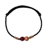 Corda de Mão de Madeira de Pessegueiro Vermilion Corda Vermelha Trançada à Mão para Ano do Zodíaco Homens e Mulheres Estilo Casal Pulseira com Contas que Trazem Sorte