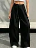 Fornecimento exclusivo transfronteiriço: Calça pantalona de cintura alta estilo europeu e americano para mulheres, com detalhes plissados, efeito emagrecedor e design casual de comprimento até o chão, disponível para dropshipping