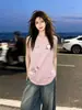 Camiseta Chaleco Sin Mangas de Verano Simple con Estampado de Gato y Letras para Mujer, Top Rosa Versátil Casual Puro Algodón para Pareja
