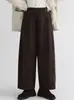 Pantalones Casuales de Pierna Ancha Acortados de Algodón Grueso Cepillado con Forma de Capullo para Mujer con Cintura Elástica, de Algodón Puro y Terciopelo Fino Transfronterizos