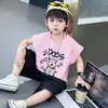 X396 Traje de Niño Verano Nuevo Estilo Niños Dibujos Animados Chaleco sin Mangas Pantalones Cortos Conjunto de Dos Piezas Bebé Estilo Coreano Tendencia de Moda de Verano