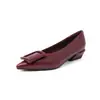 Zapatos de Cuero Pequeños de Moda Sencillos con Temperamento de 3 cm Rojos 2026 Novedad de Verano Punta Puntiaguda Tacón Grueso Corte Bajo Mocasines sin Cordones