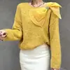 Suéter de Punto Pullover con Lazo Tridimensional de Nuevo Diseño Invernal Transfronterizo para Mujer, Moderno y Elegante, Suéter Holgado y Suave
