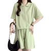 Traje Deportivo de Running de Tiro Real de Comercio Exterior Estilo Europeo y Americano para Mujer, Conjunto de Dos Piezas de Camiseta de Manga Corta con Cuello Polo y Shorts Casuales Finos de Verano