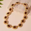 Collar Colgante Flor de Resina Incrustada con Diamantes Estilo Vintage Europeo y Americano Cadena de Clavícula de Lujo Ligero Gama Alta Joyería Transfronteriza para Mujeres