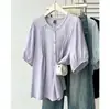 100kg Novo Estilo de Verão para Meninas Plus Size, Camisa Simples Fina Plissada de Renda de Manga Curta, Camisa Casual de Tamanho Grande 9983