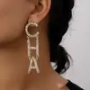 Venta al por mayor transfronteriza europea y americana comercio exterior joyería diamante pasarela letra pendientes alto temperamento personalidad exagerado oreja