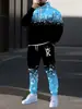 Estación Independiente Temu Moda Masculina Transfronteriza Tendencia Estilo Europeo y Americano Otoño Casual Deportivo Sudadera con Estampado Traje Dos Piezas