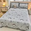 Capa de cama matelassada de veludo de leite espessada outono e inverno peça única tatami cobertor matelassado duplo quente lençol de cama conjunto de três peças