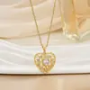 Moderna Cadena para Mujer con Corazón Hueco Exquisito Micro-Pavimentado con Circonita, Lujo Accesible y Cadena de Gama Alta Regalo Navideño