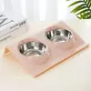 Comedero para Gatos Transfronterizo, Comedero para Comida de Gato de Acero Inoxidable, Comedero para Comida de Gato que Protege el Cuello, Doble Comedero para Mascotas, Bebedero para Perros, Utensilios para Comida de Mascotas