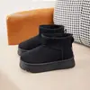 Botas de Neve com Solado Grosso para Aumentar a Altura para Mulheres 2026 Inverno Forradas com Lã Espessas Quentes Sapatos de Algodão Antiderrapantes Curtas de Calçar Fácil Botas Femininas