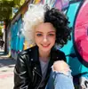 Cabello Afro Yin-Yang Blanco y Negro, Cabello Corto Rizado Separado Blanco y Negro, Adecuado para Personas de Todos los Tonos de Piel