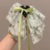 Grampo de rabo de cavalo suave em rede estilo coreano para mulheres, presilha de cabelo de fita floral de alta qualidade, presilha de tubarão estilo preguiçoso com laço, acessório de cabelo