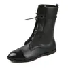 Botas de Moda a Media Pantorrilla 2026 Verano Más Vendidas Versátiles con Cordones Puntiagudas Tacón Grueso Botas Cálidas Estilo Europeo y Americano Transfronterizo Botas Martin
