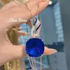 Lámpara Colgante Exagerada Azul Real Estilo Europeo y Americano Lujo Versátil Realista Esmeralda Sangre de Paloma Rojo Piedra Preciosa Collar para Mujeres