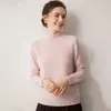 Suave y acogedor~ Suéter de cachemir para bebé de doble grosor para mujer, jersey de punto de cuello medio alto, prenda base para otoño e invierno