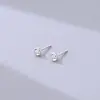 Pendientes de burbuja de diseño ins de nicho estilo coreano, pendientes geométricos minimalistas redondos con textura de circón de plata de ley S925 para mujer