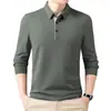 Nueva Camisa Polo de Primavera para Hombre Camiseta de Manga Larga Color Sólido Cuello Solapa de Color Sólido Camiseta Holgada de Moda para Hombre Camisa de Capa Base para Hombre