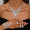 Collar y pendientes con diamantes exagerados de estilo europeo y americano, pulsera elástica, ideal para cenas de boda y bodas, con borlas ligeras y personalizadas de lujo.